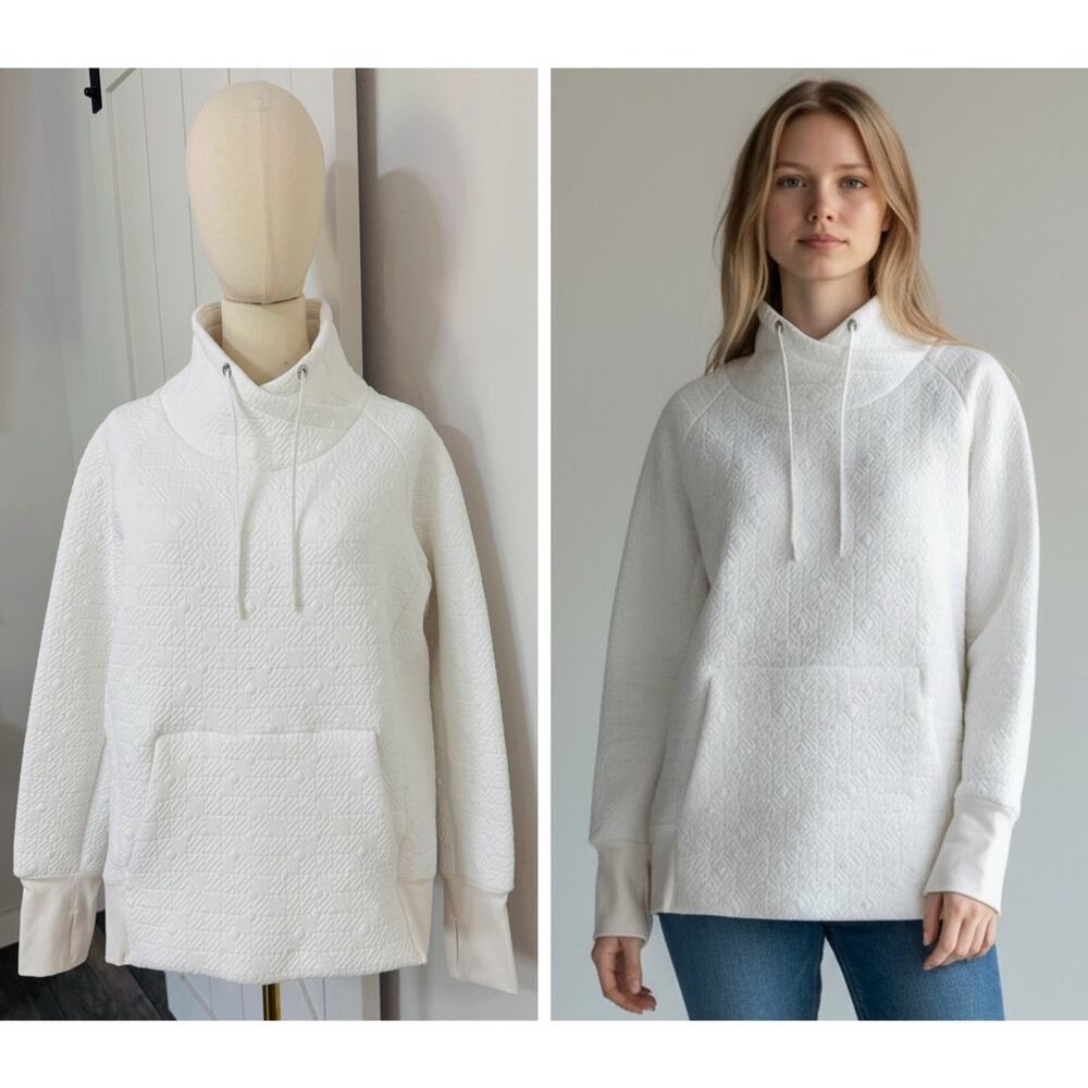 Athleta Women's Size M Elevation Jacquard Pullover Sweater Sweatshirt White
